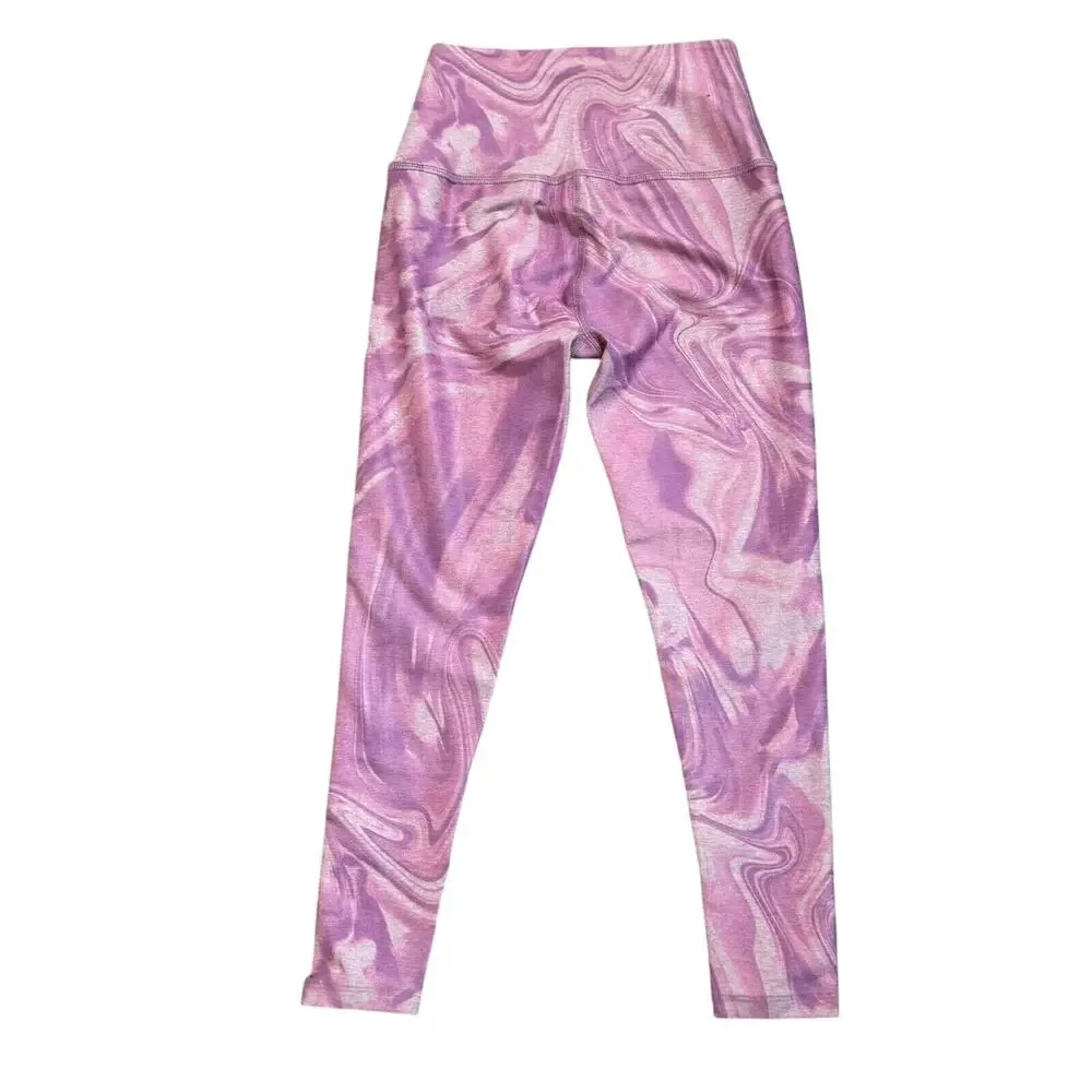 BEYOND YOGA Women's Medium Pink Purple Marble SoftMark High Waisted Midi Legging